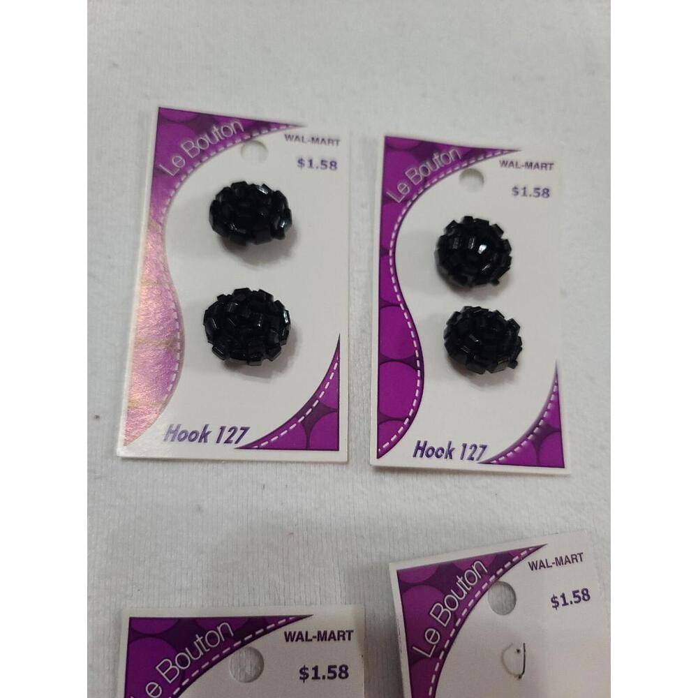 Le Bouton Button Bundle (7)Black Rosette 3/4" Shank Sewing Crafting Italy NOS - Picture 4 of 9